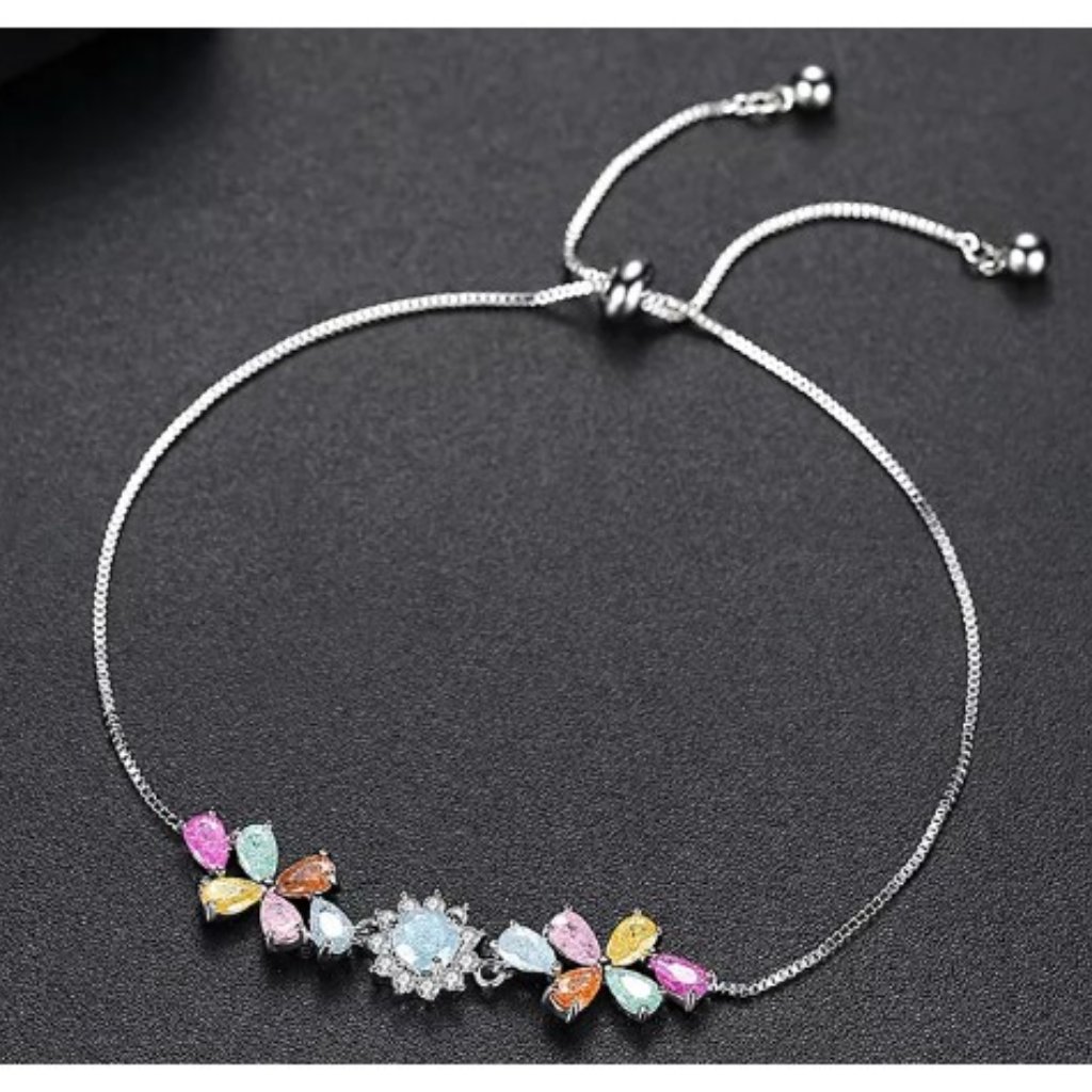 Rainbow Cz Slider Bracelet New